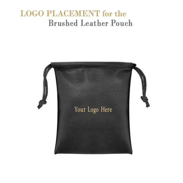 Large brushed leather jewelry pouch with soft lining and custom branding for jewelry brands