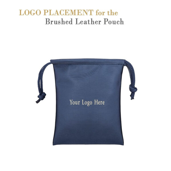 Large brushed leather jewelry pouch with soft lining and custom branding for jewelry brands