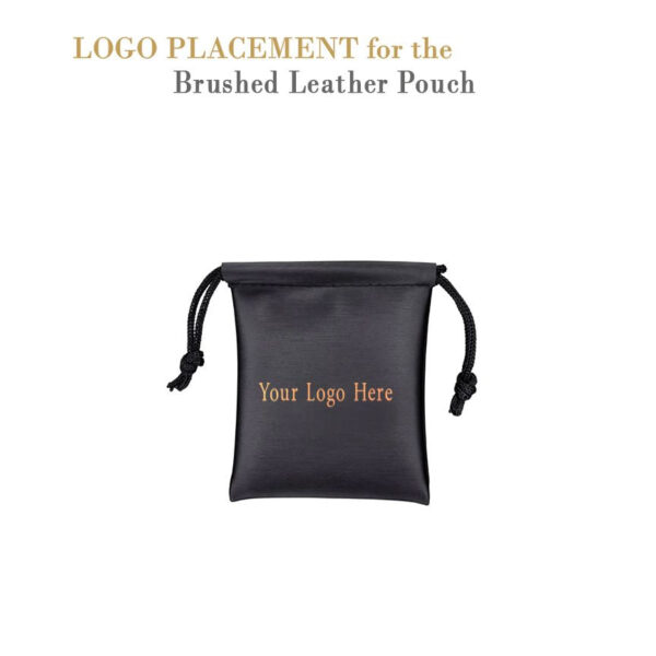 Premium brushed leather small jewelry pouch with custom logo branding and fabric lining