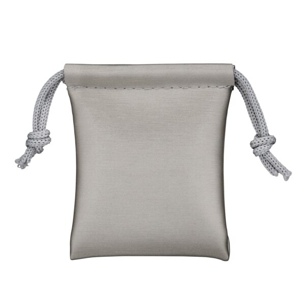 Premium brushed leather small jewelry pouch with custom logo branding and fabric lining