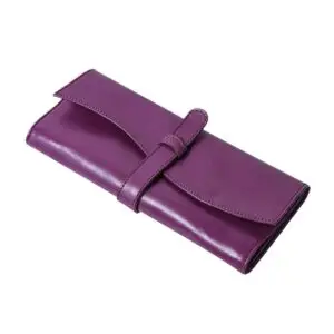 Custom Purple Leather Travel Jewelry Roll Bags | Wholesale