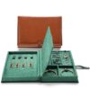 Custom Leather Book-Shape Jewelry Storage Boxes Custom leather book-style jewelry storage box with embossed logo and interior compartments for travel jewelry storage
