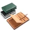 Custom Leather Book-Shape Jewelry Storage Boxes Custom leather book-style jewelry storage box with embossed logo and interior compartments for travel jewelry storage