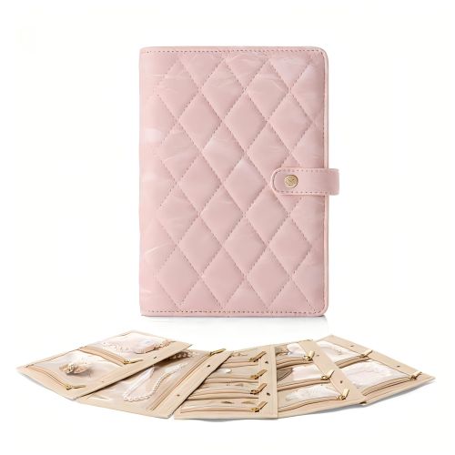 Custom leather book-shape jewelry travel bag with compartments, portable organization, and embossed logo branding
