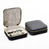 Premium custom black leather jewelry travel case with personalized logo branding for wholesale