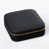 Premium custom black leather jewelry travel case with personalized logo branding for wholesale