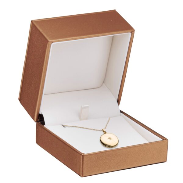 Luxury Leather Pendant Box - Custom Necklace Packaging with Branding Luxury leather pendant box with embossed logo and custom interior lining for necklace packaging