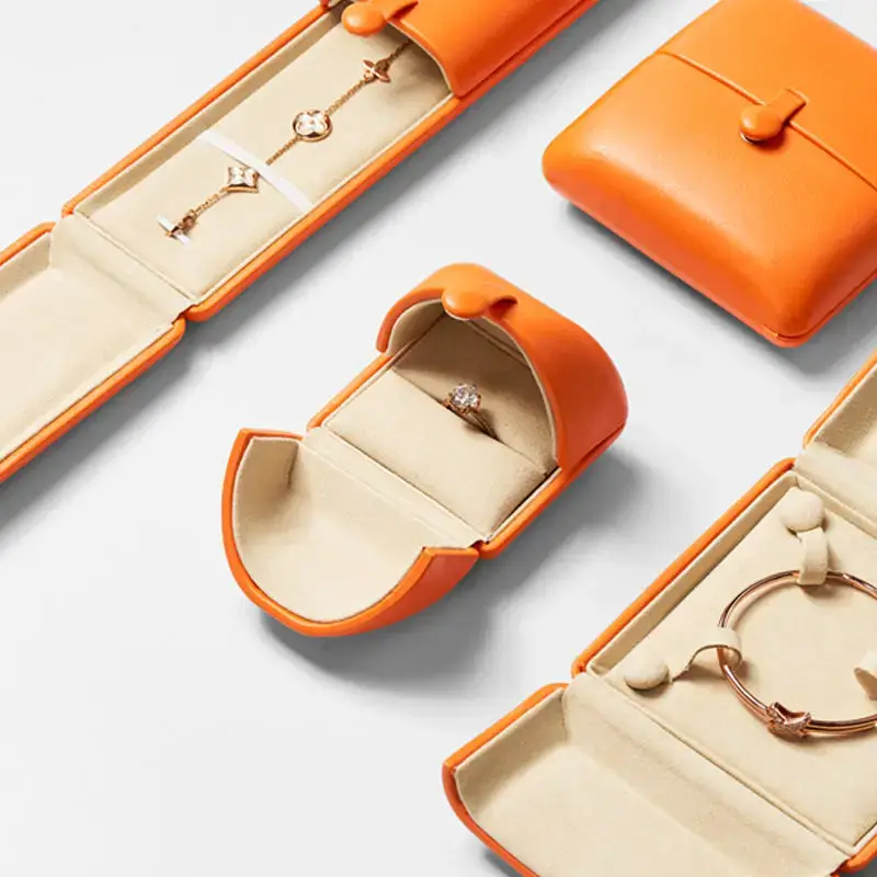 Premium double-door PU leather ring box with magnetic closure, custom jewelry packaging for fine jewelry retail
