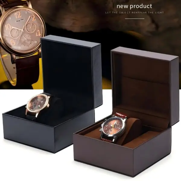 Custom Single-Slot Premium Leather Watch Box—OEM Private Label Premium leather single-slot watch box organizer with custom logo branding and adjustable insert compartment
