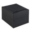 Luxury custom leather watch box with white foam packer insert, closed and open views