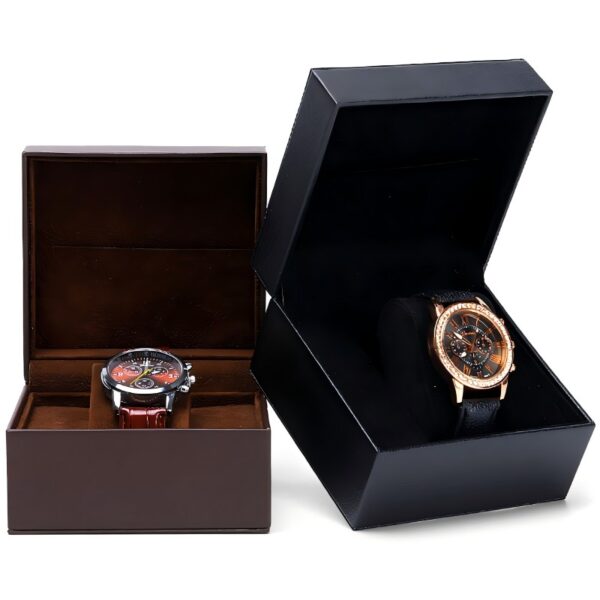 Custom Single-Slot Premium Leather Watch Box—OEM Private Label Premium leather single-slot watch box organizer with custom logo branding and adjustable insert compartment