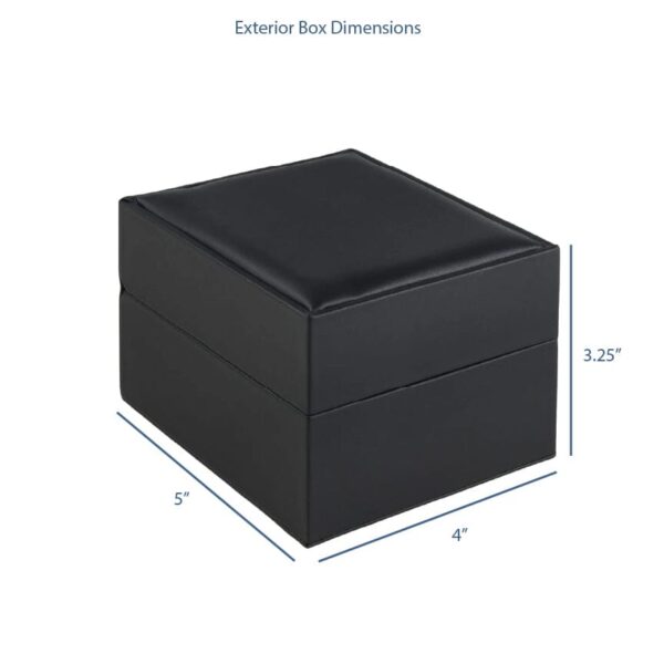 Luxury custom leather watch box with white foam packer insert, closed and open views