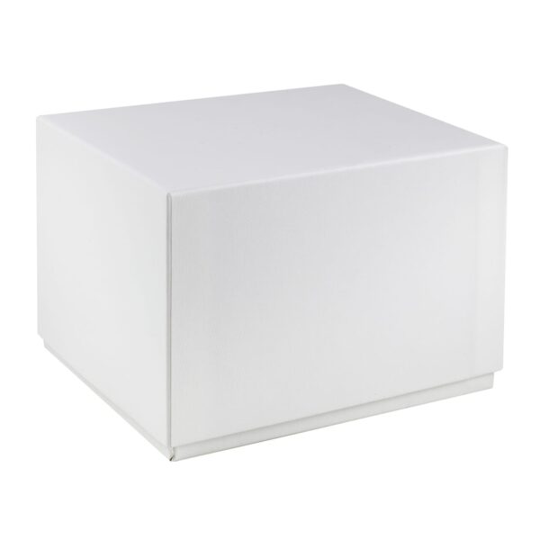 Luxury custom leather watch box with white foam packer insert, closed and open views