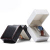 Black and white leather watch gift boxes with custom logo embossing and foam inserts for luxury brand packaging