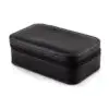 Premium custom leather watch travel case with jewelry storage compartments and branded interior