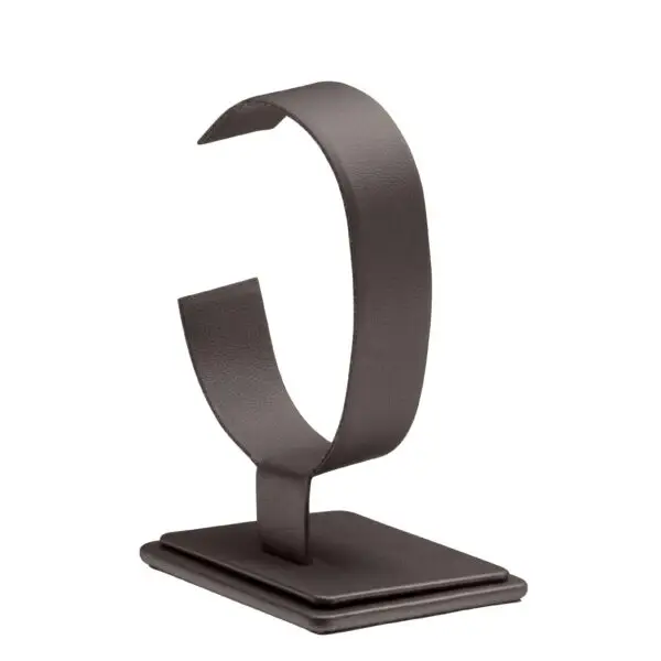 Leatherette vertical bangle and watch display stand with custom branding and padded interior