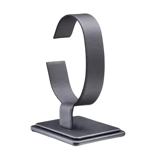 Leatherette vertical bangle and watch display stand with custom branding and padded interior
