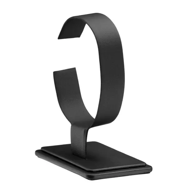 Leatherette vertical bangle and watch display stand with custom branding and padded interior