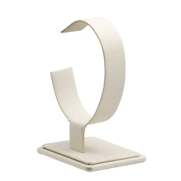 Leatherette vertical bangle and watch display stand with custom branding and padded interior