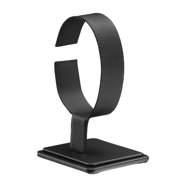 Leatherette vertical bangle and watch display stand with custom branding for jewelry retail packaging