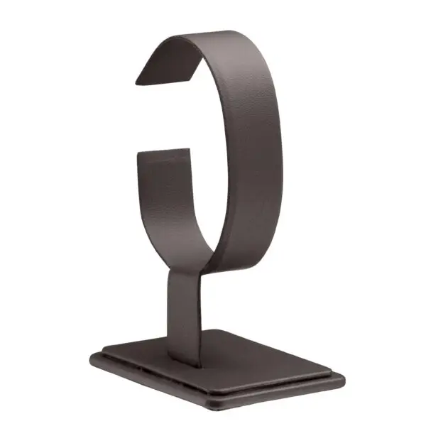Leatherette vertical bangle and watch display stand with custom branding for jewelry retail packaging