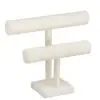 Custom leatherette double bracelet display bar with microfiber padding, professional retail jewelry stand with logo branding