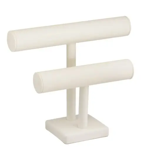 Custom Leatherette Double Bracelet Display Bar with OEM Branding Custom leatherette double bracelet display bar with microfiber padding, professional retail jewelry stand with logo branding