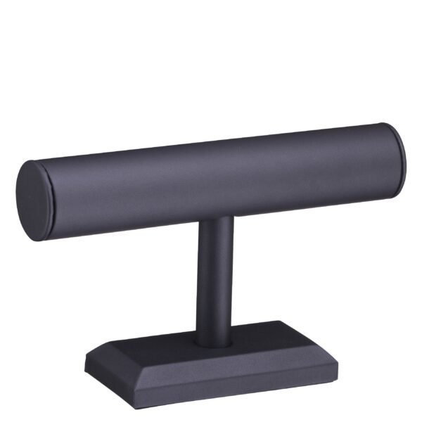 Leatherette bracelet bar display with custom logo branding and velvet-lined inserts for jewelry retail showcasing.
