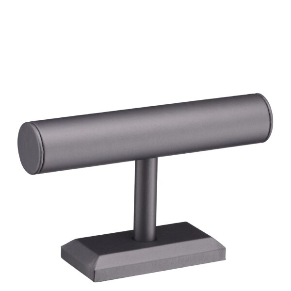 Leatherette bracelet bar display with custom logo branding and velvet-lined inserts for jewelry retail showcasing.