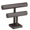 Custom leatherette double bracelet display bar with microfiber padding, professional retail jewelry stand with logo branding