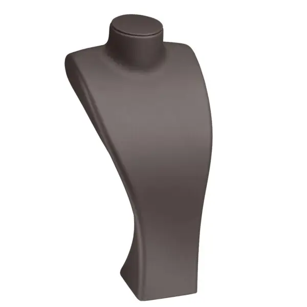 Custom leatherette tall-neck necklace display stand with professional branding, luxury presentation for jewelry retail and trade shows.