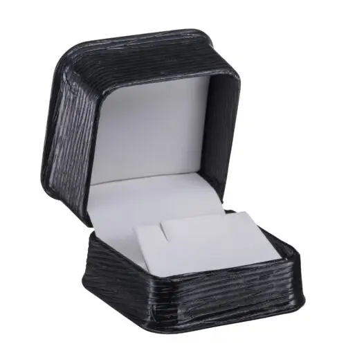Custom textured leatherette earring box with branded logo and insert for jewelry packaging