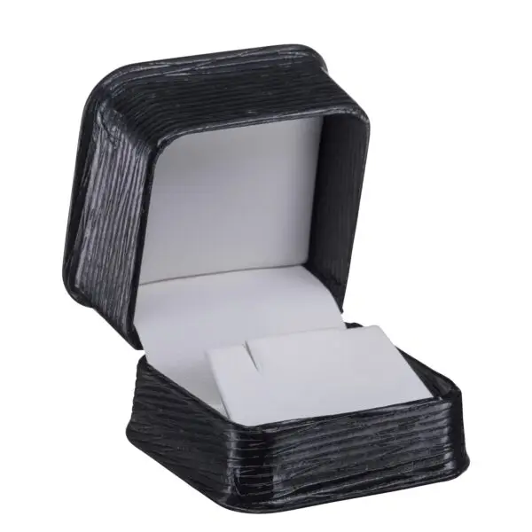 Textured Leatherette Earring Box – Custom Jewelry Packaging with Logo Custom textured leatherette earring box with branded logo and insert for jewelry packaging
