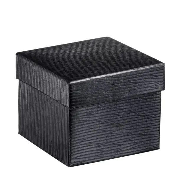 Textured Leatherette Earring Box – Custom Jewelry Packaging with Logo Custom textured leatherette earring box with branded logo and insert for jewelry packaging