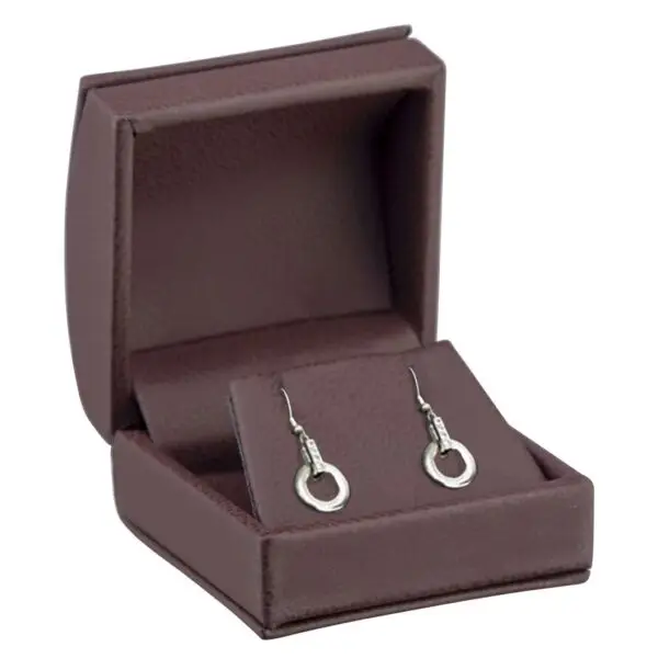 Dome Leatherette Earring Box with Outer Bow Box | Custom OEM Jewelry Packaging Premium dome leatherette earring box with outer bow box, custom logo options and padded interior display