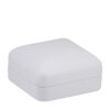 Leatherette rounded earring box with T-style closure and custom interior foam insert for jewelry retail packaging