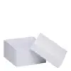 Leatherette rounded earring box with T-style closure and custom interior foam insert for jewelry retail packaging