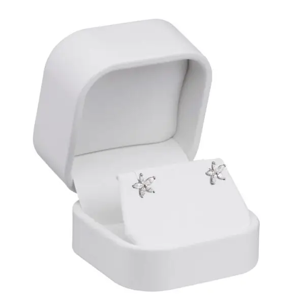 Soft Leatherette Earring Box | Custom Branding | Classic Collection OEM Premium soft leatherette earring box with logo branding and custom interior insert