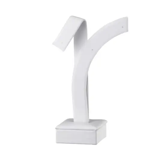 Short leatherette earring display tree stand for jewelry retail packaging and branding