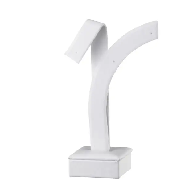 Short leatherette earring display tree stand for jewelry retail packaging and branding