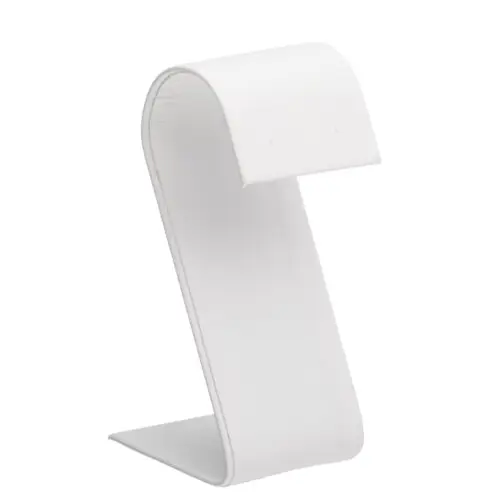 Custom leatherette arc foldover earring display stand with branded options for jewelry retail packaging
