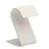 Premium leatherette arc foldover earring display stand with velvet insert, custom logo branding, front and open views