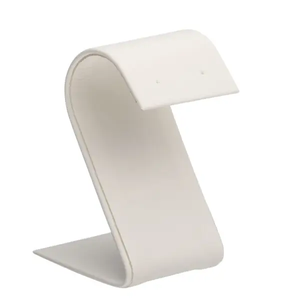 Premium leatherette arc foldover earring display stand with velvet insert, custom logo branding, front and open views