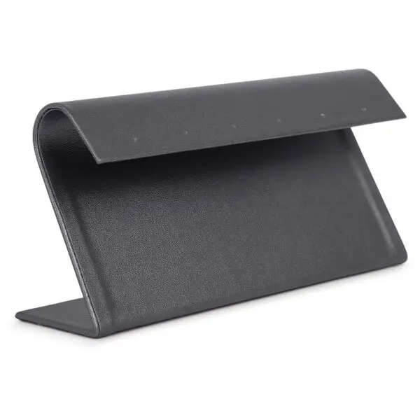 Leatherette multi-earring fold-over display stand with custom logo branding, jewelry packaging