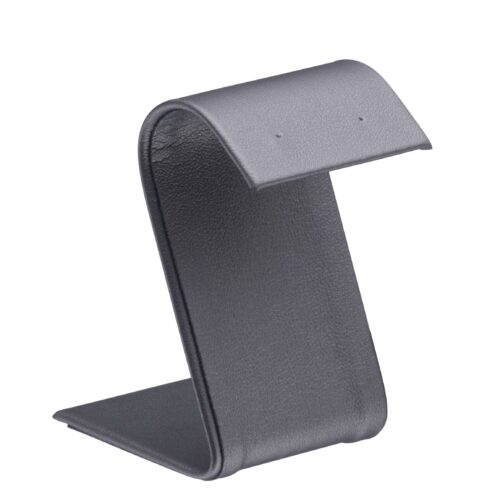 Leatherette arc foldover earring display stand with custom logo and velvet interior insert