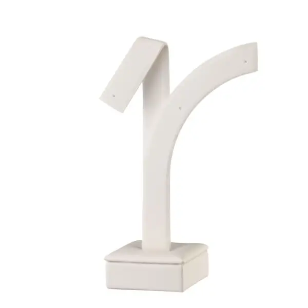 Short leatherette earring display tree stand for jewelry retail packaging and branding