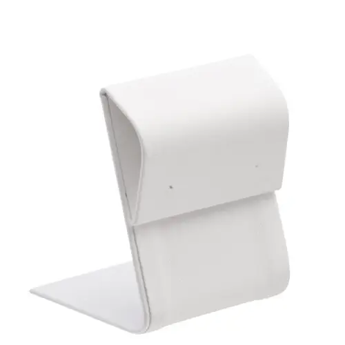 Leatherette fold-over earring display stand with custom logo branding for jewelry retail packaging
