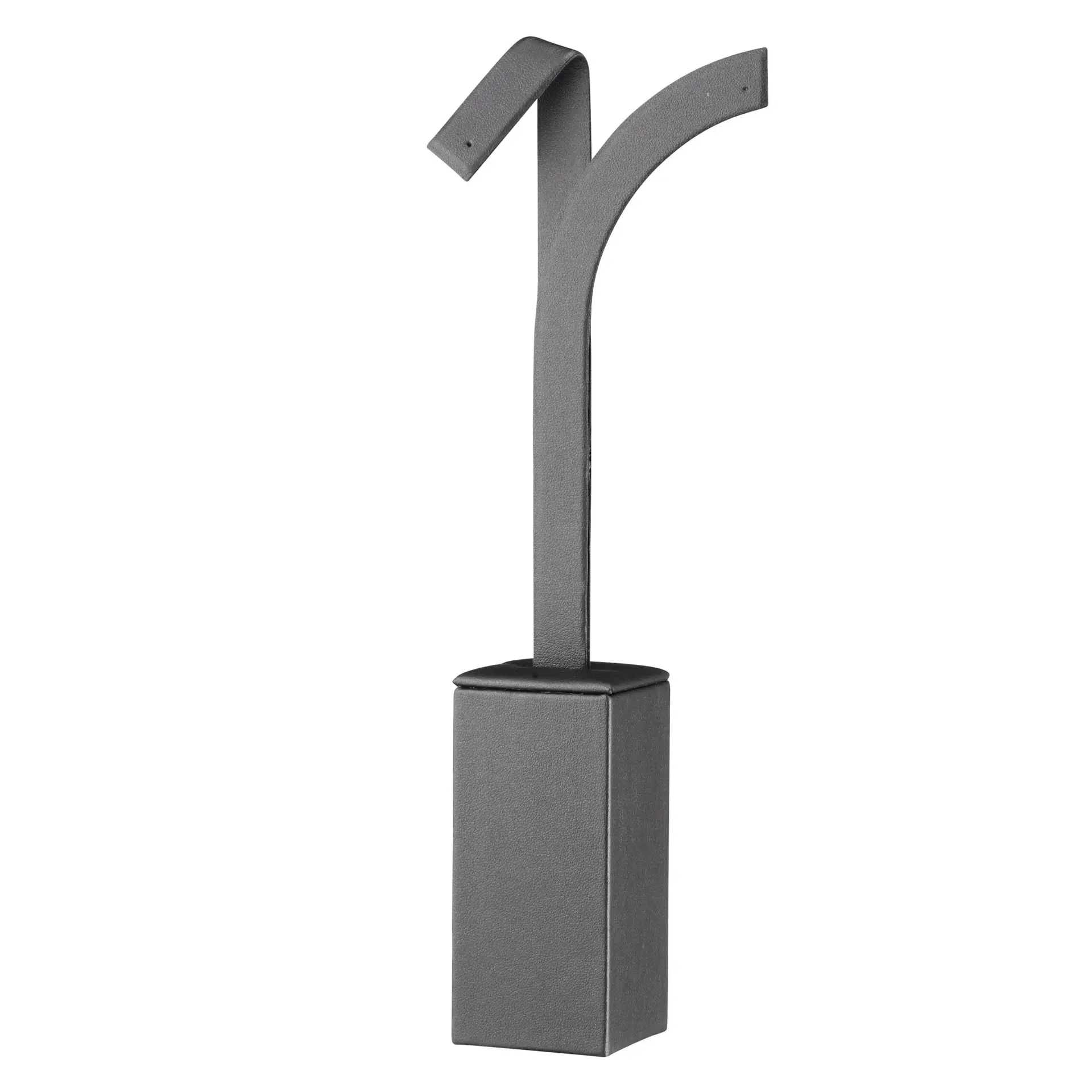 Custom leatherette ring display stand with metal clip holders, available in multiple colors with embossed logo branding