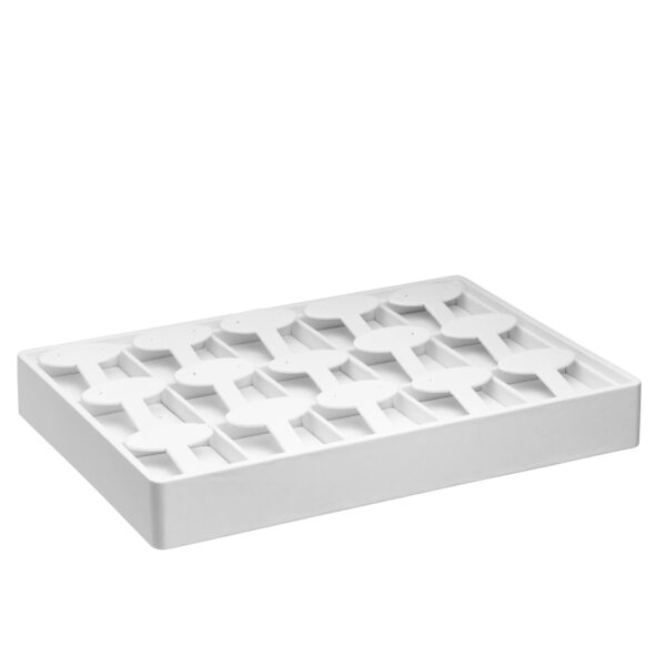 Leatherette stackable earring T-bar display tray for jewelry retail packaging and custom branding