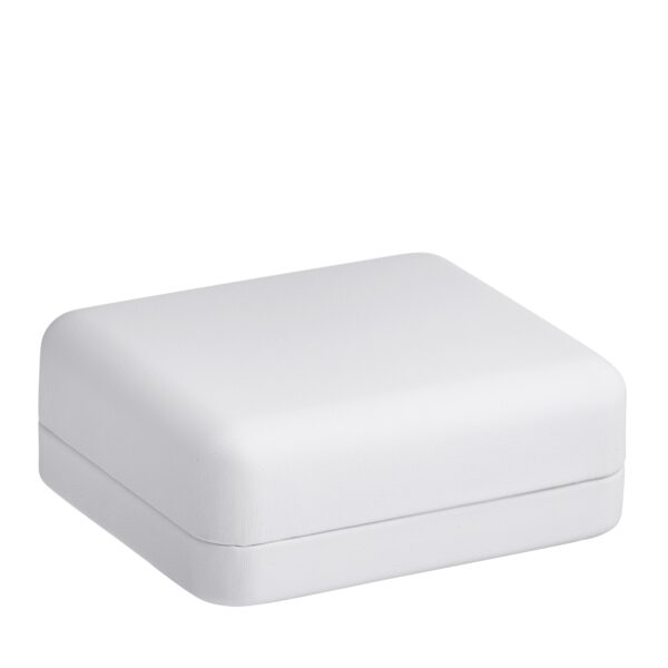 Leatherette rounded jewelry gift box with custom foam insert and logo branding options